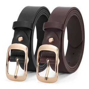 2 Pack Women Faux Leather Belt, Fashion Ladies Belt With Pin Buckle For Jeans💓